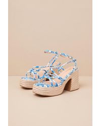 Lulus - Thomasin Tropical Print Platform High Heel Sandals - Lyst