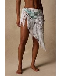 Lulus - Ashore Crochet Fringe Swim Cover-Up Sarong - Lyst