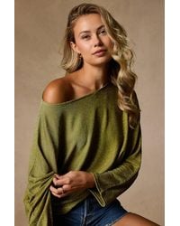 Lulus - Braylin Lurex Knit Dolman Sleeve Top - Lyst