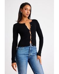 Lulus - Scalia Ribbed Knit Button-Front Long Sleeve Top - Lyst