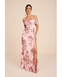 Lulus - Magical Magnetism Floral Off-The-Shoulder Maxi Dress - Lyst