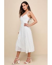 Lulus - Darling Flirtation 3D Floral Applique Tie-Back Midi Dress - Lyst