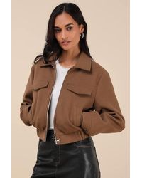 Lulus - Top-Notch Comfort Collared Bomber Jacket - Lyst