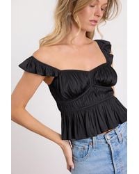 Lulus - Sophisticate Satin Peplum Tank Top - Lyst