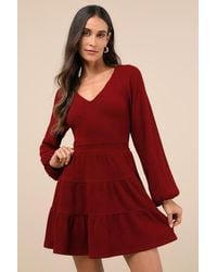 Lulus - Adorable Option Long Sleeve Mini Sweater Dress - Lyst