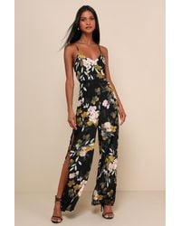 Lulus - Beautiful Blooms Floral Print Wide-Leg Jumpsuit - Lyst