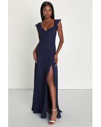Lulus - Sweetest Entrance Ruffled Tie-Back Maxi Dress - Lyst
