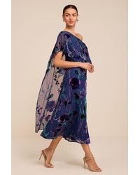Lulus - Vero Floral Burnout Cape Midi Dress - Lyst