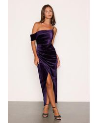 Lulus - Showing Off A Little Velvet Asymmetrical Tulip Midi Dress - Lyst