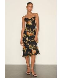 Lulus - Petal Prowess Floral Print Lace-Up Cowl Midi Dress - Lyst