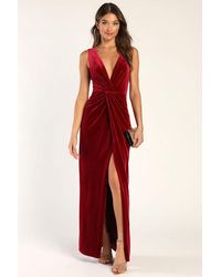 Lulus - Beautiful Evenings Velvet Twist-Front Maxi Dress - Lyst