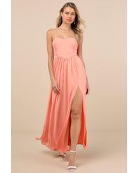 Lulus - Luxe Favorite Strapless Ruched Maxi Dress - Lyst