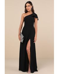 Lulus - Simply Brilliant One-Shoulder Bow Maxi Dress - Lyst