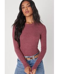 Lulus - Essential Fit Heather Ribbed Knit Long Sleeve Top - Lyst