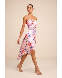 Lulus - My Favorite Day Floral Print Tulip Skirt Midi Dress - Lyst