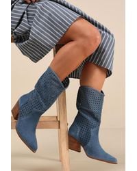 Seychelles - Diva Suede Leather Perforated Mid-Calf Boots - Lyst