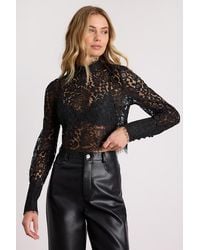 Lulus - Celita Sheer Eyelash Lace Long Sleeve Crop Top - Lyst