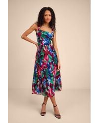 Lulus - Malanda Multi Floral Pleated Midi Dress - Lyst