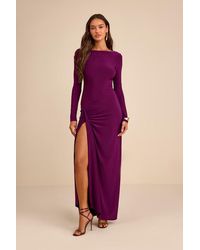 Lulus - Dion Jersey Knit Long Sleeve Maxi Dress - Lyst