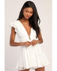 Lulus - All About The Flowers Burnout Floral Ruffled Romper - Lyst