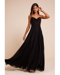 Lulus - Romantically Speaking Cowl Lace-Up Maxi Dress - Lyst