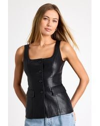 Lulus - Lanzy Vegan Leather Button-Front Vest Top - Lyst