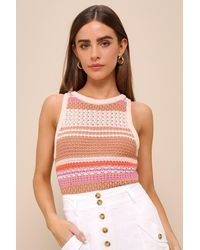 Lulus - Exceptional Expression Multi Striped Sweater Knit Tank Top - Lyst