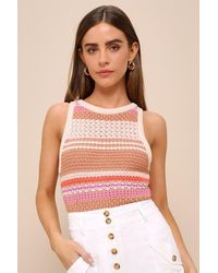 Lulus - Exceptional Expression Multi Striped Sweater Knit Tank Top - Lyst