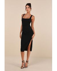 Lulus - Vibrant Allure Square Neck Sleeveless Bodycon Midi Dress - Lyst
