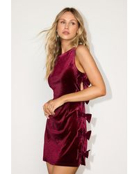 Lulus - Posh Velvet Bow Mini Dress - Lyst