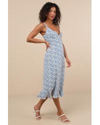 Lulus - Darling Daisies Floral Print Midi Dress - Lyst