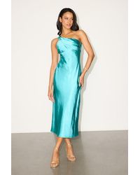 Lulus - Naima Satin One-Shoulder Midi Dress - Lyst