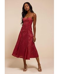 Lulus - Ailene Embroidered Bustier Midi Dress - Lyst