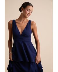 Lulus - Celebration Time Sleeveless Tiered Midi Dress - Lyst