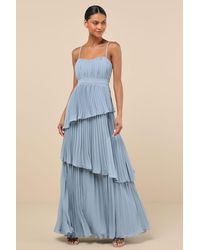 Lulus - Jehona Pleated Tiered Maxi Dress - Lyst