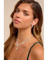 Lulus - Berlin Rhinestone Necklace And Earring Set - Lyst