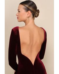 Lulus - Va Va Voom Velvet Backless Long Sleeve Midi Dress - Lyst