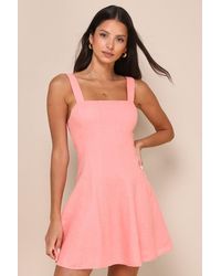 Lulus - Undoubtedly Sweet Linen Sleeveless Mini Dress - Lyst
