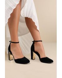 Lulus - Laura Velvet Ankle Strap Heels - Lyst