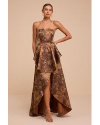 Lulus - Majestic Glam Jacquard Strapless High-Low Maxi Dress - Lyst