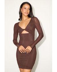 Lulus - Birdie Mesh Twist-Front Long Sleeve Mini Dress - Lyst