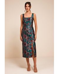 Lulus - Diani Abstract Jacquard Column Midi Dress - Lyst