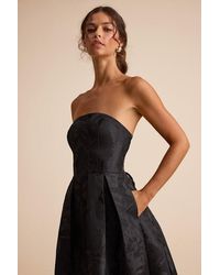 Lulus - Laurelin Floral Jacquard Pleated Strapless Maxi Dress - Lyst