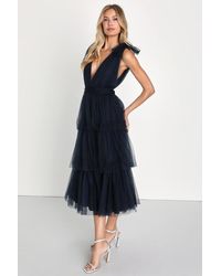 Lulus - Flawless Arrival Tulle Tie-Strap Tiered Maxi Dress - Lyst