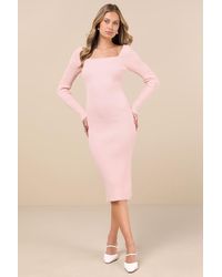 Lulus - Gleaming Babe Ribbed Knit Pearl Midi Sweater Dress - Lyst