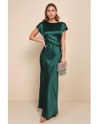 Lulus - Captivating Presence Satin Cowl Back Maxi Dress - Lyst