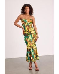 Lulus - Islay Multi Abstract Mesh Strapless Midi Dress - Lyst