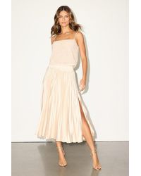 Lulus - Sophisticated Vision Satin Pleated Midi Skirt - Lyst
