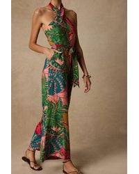 Lulus - Mar Alto Multi Leaf Print Wide-Leg Jumpsuit - Lyst