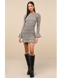 Daisy Street - Poised Enthusiasm Gingham Smocked Mini Dress - Lyst